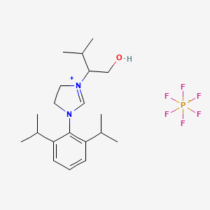 molecular formula C20H33F6N2OP B13905194 (S)-3-(2,6-Diisopropylphenyl)-1-(1-hydroxy-3-methylbutan-2-yl)-4,5-dihydro-1H-imidazol-3-ium hexafluorophosphate(V) 