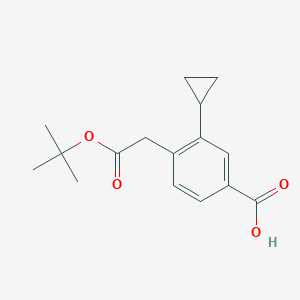 molecular formula C16H20O4 B13905202 4-(2-(tert-Butoxy)-2-oxoethyl)-3-cyclopropylbenzoic acid 