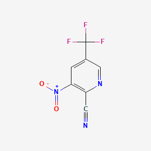molecular formula C7H2F3N3O2 B1390532 3-硝基-5-(三氟甲基)吡啶腈 CAS No. 866775-16-8