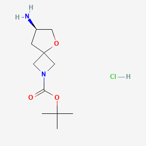 molecular formula C11H21ClN2O3 B13905323 tert-butyl (7R)-7-amino-5-oxa-2-azaspiro[3.4]octane-2-carboxylate;hydrochloride 