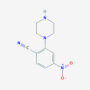molecular formula C11H12N4O2 B1390535 4-Nitro-2-piperazinobenzenecarbonitrile CAS No. 1160474-74-7
