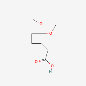 molecular formula C8H14O4 B13905385 2-(2,2-Dimethoxycyclobutyl)acetic acid 