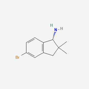 molecular formula C11H14BrN B13905407 (R)-5-Bromo-2,2-dimethyl-2,3-dihydro-1H-inden-1-amine 