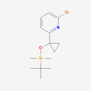 molecular formula C14H22BrNOSi B13905421 2-Bromo-6-(1-((tert-butyldimethylsilyl)oxy)cyclopropyl)pyridine 