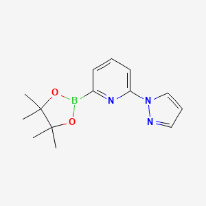 molecular formula C14H18BN3O2 B1390543 2-(1H-吡唑-1-基)-6-(4,4,5,5-四甲基-1,3,2-二氧杂硼环-2-基)吡啶 CAS No. 1186115-51-4