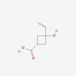 molecular formula C7H10O3 B13905435 cis-3-Hydroxy-3-vinyl-cyclobutanecarboxylic acid 