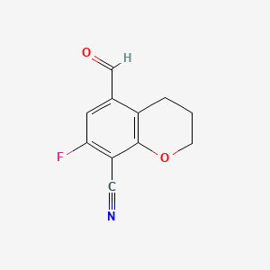 molecular formula C11H8FNO2 B13905456 7-Fluoro-5-formyl-chromane-8-carbonitrile 