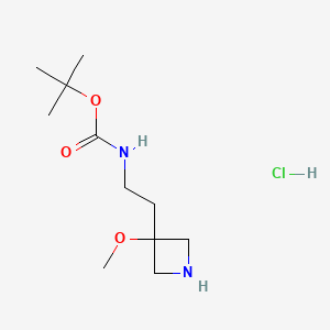 molecular formula C11H23ClN2O3 B13905515 tert-butyl N-[2-(3-methoxyazetidin-3-yl)ethyl]carbamate;hydrochloride 