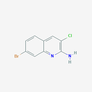 molecular formula C9H6BrClN2 B13905545 7-Bromo-3-chloroquinolin-2-amine 