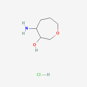 molecular formula C6H14ClNO2 B13905581 4-Aminooxepan-3-ol;hydrochloride 