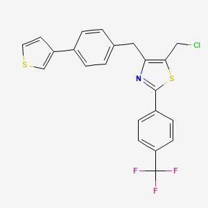 molecular formula C22H15ClF3NS2 B13905996 5-(chloromethyl)-4-[(4-thiophen-3-ylphenyl)methyl]-2-[4-(trifluoromethyl)phenyl]-1,3-thiazole 