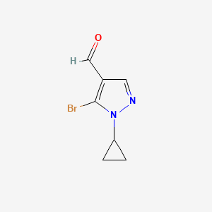 molecular formula C7H7BrN2O B13906038 5-Bromo-1-cyclopropyl-1H-pyrazole-4-carbaldehyde 