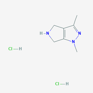 molecular formula C7H13Cl2N3 B13906105 1,3-dimethyl-5,6-dihydro-4H-pyrrolo[3,4-c]pyrazole;dihydrochloride 