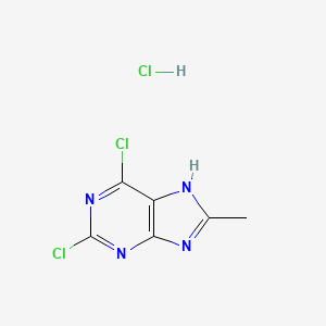 molecular formula C6H5Cl3N4 B13906327 2,6-dichloro-8-methyl-9H-purine;hydrochloride 