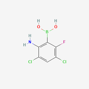 molecular formula C6H5BCl2FNO2 B13906442 (2-Amino-3,5-dichloro-6-fluoro-phenyl)boronic acid 