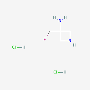 molecular formula C4H11Cl2FN2 B13906638 3-(Fluoromethyl)azetidin-3-amine;dihydrochloride 