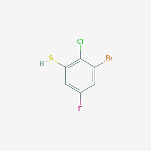 molecular formula C6H3BrClFS B13906656 3-Bromo-2-chloro-5-fluorobenzenethiol 