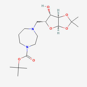 molecular formula C18H32N2O6 B1390681 tert-Butyl 4-{[(3aR,5R,6S,6aR)-6-hydroxy-2,2-dimethyl-tetrahydro-2H-furo[2,3-d][1,3]dioxol-5-yl]methyl}-1,4-diazepane-1-carboxylate CAS No. 1212512-40-7