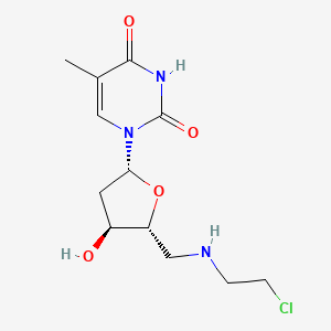 molecular formula C12H18ClN3O4 B13906884 1-[(2R,4S,5R)-5-[(2-chloroethylamino)methyl]-4-hydroxyoxolan-2-yl]-5-methylpyrimidine-2,4-dione 