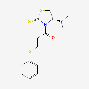 molecular formula C15H19NOS3 B13906889 3-phenylsulfanyl-1-[(4S)-4-propan-2-yl-2-sulfanylidene-1,3-thiazolidin-3-yl]propan-1-one 