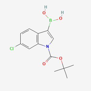 molecular formula C13H15BClNO4 B13906914 (1-Tert-butoxycarbonyl-6-chloro-indol-3-yl)boronic acid 