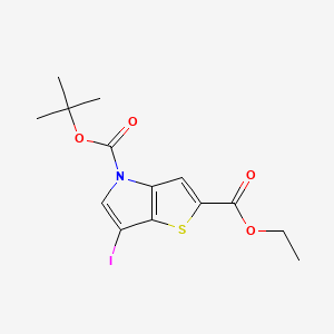 molecular formula C14H16INO4S B13906931 4-(tert-Butyl) 2-ethyl 6-iodo-4H-thieno[3,2-b]pyrrole-2,4-dicarboxylate 