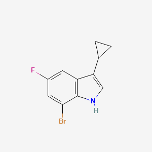 molecular formula C11H9BrFN B13906957 7-Bromo-3-cyclopropyl-5-fluoro-1H-indole 