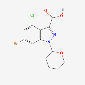 molecular formula C13H12BrClN2O3 B13907123 6-Bromo-4-chloro-1-tetrahydropyran-2-YL-indazole-3-carboxylic acid 