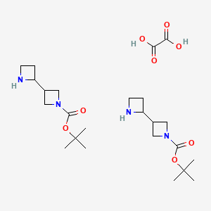 molecular formula C24H42N4O8 B13907132 Tert-butyl 3-(azetidin-2-yl)azetidine-1-carboxylate;hemi(oxalic acid) 