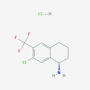 molecular formula C11H12Cl2F3N B13907246 (S)-7-Chloro-6-(trifluoromethyl)-1,2,3,4-tetrahydronaphthalen-1-amine hydrochloride 