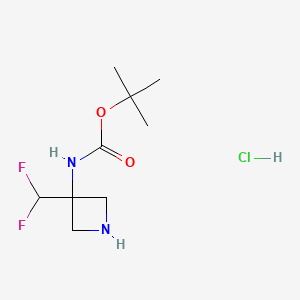 tert-butyl N-[3-(difluoromethyl)azetidin-3-yl]carbamate;hydrochloride