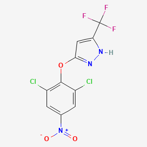 molecular formula C10H4Cl2F3N3O3 B13907288 3-(2,6-dichloro-4-nitrophenoxy)-5-(trifluoromethyl)-1H-pyrazole 