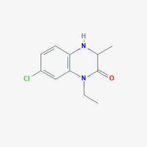 molecular formula C11H13ClN2O B13907296 7-Chloro-1-ethyl-3-methyl-1,2,3,4-tetrahydroquinoxalin-2-one 