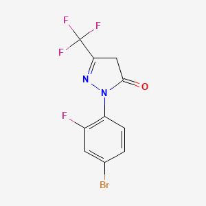 molecular formula C10H5BrF4N2O B13907380 2-(4-bromo-2-fluorophenyl)-5-(trifluoromethyl)-4H-pyrazol-3-one 