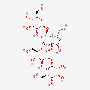 molecular formula C27H42O20 B13907385 (2S,3R,4S,5S,6R)-2-[(2R,3R,4S,5S,6R)-2-[[(1S,4aS,5R,7aR)-5-hydroxy-7-(hydroxymethyl)-1-[(2S,3R,4S,5S,6R)-3,4,5-trihydroxy-6-(hydroxymethyl)oxan-2-yl]oxy-5,7a-dihydro-1H-cyclopenta[c]pyran-4a-yl]oxy]-4,5-dihydroxy-6-(hydroxymethyl)oxan-3-yl]oxy-6-(hydroxymethyl)oxane-3,4,5-triol 