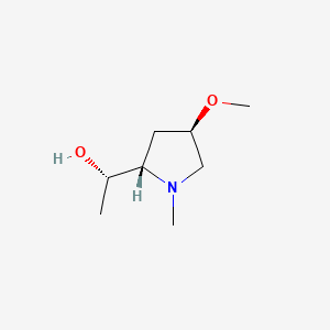 molecular formula C8H17NO2 B13907489 (S)-1-((2S,4R)-4-Methoxy-1-methylpyrrolidin-2-yl)ethan-1-ol 