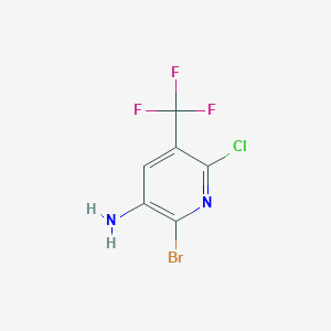 molecular formula C6H3BrClF3N2 B13907506 2-Bromo-6-chloro-5-(trifluoromethyl)pyridin-3-amine 