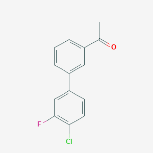 molecular formula C14H10ClFO B13907531 1-(4'-Chloro-3'-fluoro[1,1'-biphenyl]-3-yl) ethanone CAS No. 893739-16-7