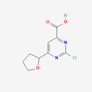 molecular formula C9H9ClN2O3 B13907547 2-Chloro-6-tetrahydrofuran-2-YL-pyrimidine-4-carboxylic acid 