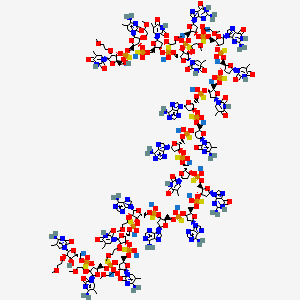 molecular formula C230H299N69Na19O121P19S19 B13907673 nonadecasodium;1-[(2R,4S,5R)-4-[[(2R,3S,5R)-3-[[(2R,3S,5R)-5-(4-amino-5-methyl-2-oxopyrimidin-1-yl)-3-[[(2R,3S,5R)-3-[[(2R,3S,5R)-3-[[(2R,3S,5R)-3-[[(2R,3S,5R)-3-[[(2R,3S,5R)-3-[[(2R,3R,4R,5R)-3-[[(2R,3R,4R,5R)-3-[[(2R,3R,4R,5R)-5-(4-amino-5-methyl-2-oxopyrimidin-1-yl)-3-[[(2R,3R,4R,5R)-5-(4-amino-5-methyl-2-oxopyrimidin-1-yl)-3-[[(2R,3R,4R,5R)-5-(4-amino-5-methyl-2-oxopyrimidin-1-yl)-3-hydroxy-4-(2-methoxyethoxy)oxolan-2-yl]methoxy-oxidophosphinothioyl]oxy-4-(2-methoxyethoxy)oxolan-2-yl]methoxy-oxidophosphinothioyl]oxy-4-(2-methoxyethoxy)oxolan-2-yl]methoxy-oxidophosphinothioyl]oxy-4-(2-methoxyethoxy)-5-(5-methyl-2,4-dioxopyrimidin-1-yl)oxolan-2-yl]methoxy-oxidophosphinothioyl]oxy-5-(6-aminopurin-9-yl)-4-(2-methoxyethoxy)oxolan-2-yl]methoxy-oxidophosphinothioyl]oxy-5-(6-aminopurin-9-yl)oxolan-2-yl]methoxy-oxidophosphinothioyl]oxy-5-(6-aminopurin-9-yl)oxolan-2-yl]methoxy-oxidophosphinothioyl]oxy-5-(2-amino-6-oxo-1H-purin-9-yl)oxolan-2-yl]methoxy-oxidophosphinothioyl]oxy-5-(5-methyl-2,4-dioxopyrimidin-1-yl)oxolan-2-yl]methoxy-oxidophosphinothioyl]oxy-5-(6-aminopurin-9-yl)oxolan-2-yl]methoxy-oxidophosphinothioyl]oxyoxolan-2-yl]methoxy-oxidophosphinothioyl]oxy-5-(6-aminopurin-9-yl)oxolan-2-yl]methoxy-oxidophosphinothioyl]oxy-5-[[[(2R,3S,5R)-2-[[[(2R,3S,5R)-2-[[[(2R,3R,4R,5R)-2-[[[(2R,3R,4R,5R)-2-[[[(2R,3R,4R,5R)-2-[[[(2R,3R,4R,5R)-5-(4-amino-5-methyl-2-oxopyrimidin-1-yl)-2-[[[(2R,3R,4R,5R)-2-(hydroxymethyl)-4-(2-methoxyethoxy)-5-(5-methyl-2,4-dioxopyrimidin-1-yl)oxolan-3-yl]oxy-oxidophosphinothioyl]oxymethyl]-4-(2-methoxyethoxy)oxolan-3-yl]oxy-sulfidophosphoryl]oxymethyl]-4-(2-methoxyethoxy)-5-(5-methyl-2,4-dioxopyrimidin-1-yl)oxolan-3-yl]oxy-oxidophosphinothioyl]oxymethyl]-4-(2-methoxyethoxy)-5-(5-methyl-2,4-dioxopyrimidin-1-yl)oxolan-3-yl]oxy-oxidophosphinothioyl]oxymethyl]-5-(2-amino-6-oxo-1H-purin-9-yl)-4-(2-methoxyethoxy)oxolan-3-yl]oxy-oxidophosphinothioyl]oxymethyl]-5-(2-amino-6-oxo-1H-purin-9-yl)oxolan-3-yl]oxy-oxidophosphinothioyl]oxymethyl]-5-(5-methyl-2,4-dioxopyrimidin-1-yl)oxolan-3-yl]oxy-oxidophosphinothioyl]oxymethyl]oxolan-2-yl]-5-methylpyrimidine-2,4-dione 