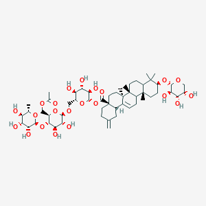 molecular formula C54H84O22 B13907726 [(2S,3R,4S,5S,6R)-6-[[(2R,3R,4R,5S,6R)-6-(acetyloxymethyl)-3,4-dihydroxy-5-[(2S,3R,4R,5R,6S)-3,4,5-trihydroxy-6-methyloxan-2-yl]oxyoxan-2-yl]oxymethyl]-3,4,5-trihydroxyoxan-2-yl] (4aS,6aS,6bR,10S,12aR,14bS)-6a,6b,9,9,12a-pentamethyl-2-methylidene-10-[(2S,3R,4S,5S)-3,4,5-trihydroxyoxan-2-yl]oxy-1,3,4,5,6,6a,7,8,8a,10,11,12,13,14b-tetradecahydropicene-4a-carboxylate 