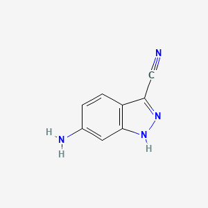 molecular formula C8H6N4 B13907758 6-Amino-1H-indazole-3-carbonitrile 