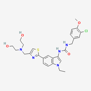 1-[5-[4-[[Bis(2-hydroxyethyl)amino]methyl]-1,3-thiazol-2-yl]-1-ethylindol-3-yl]-3-[(3-chloro-4-methoxyphenyl)methyl]urea