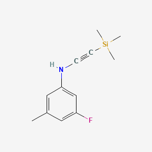 molecular formula C12H16FNSi B13907779 5-Fluoro-3-methyl-2-trimethylsilanylethynyl-phenylamine 