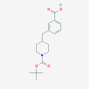molecular formula C18H25NO4 B1390788 3-((1-(叔丁氧羰基)哌啶-4-基)甲基)苯甲酸 CAS No. 799283-53-7