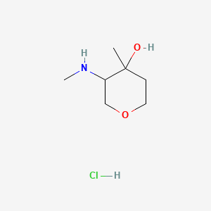 molecular formula C7H16ClNO2 B13908002 4-Methyl-3-(methylamino)tetrahydropyran-4-ol;hydrochloride 