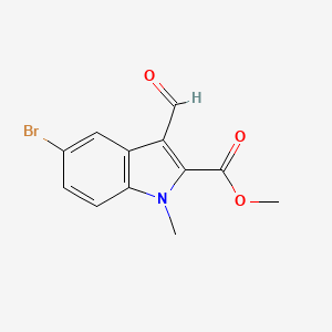 molecular formula C12H10BrNO3 B13908050 methyl 5-bromo-3-formyl-1-methyl-1H-indole-2-carboxylate 