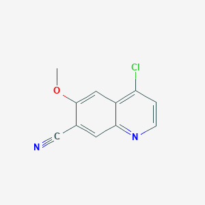 molecular formula C11H7ClN2O B13908052 4-Chloro-6-methoxyquinoline-7-carbonitrile 