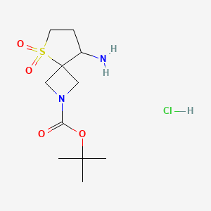 molecular formula C11H21ClN2O4S B13908108 Tert-butyl 8-amino-5,5-dioxo-5thia-2-azaspiro[3.4]octane-2-carboxylate;hydrochloride 