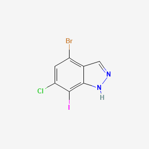 molecular formula C7H3BrClIN2 B13908114 4-bromo-6-chloro-7-iodo-1H-indazole 